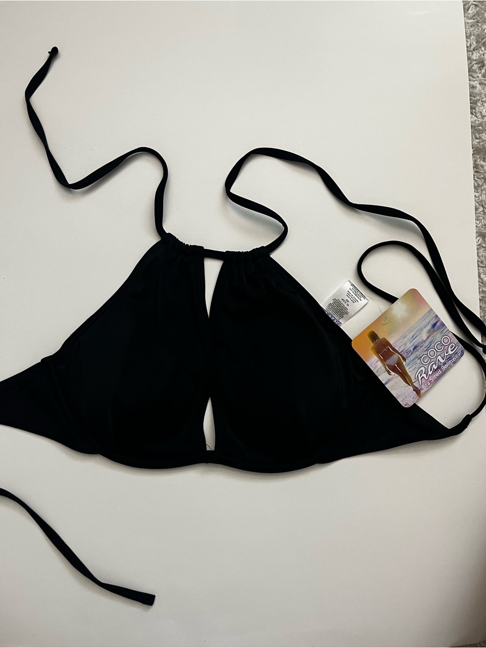 Coco Rave Black Halter Swim Top NWT